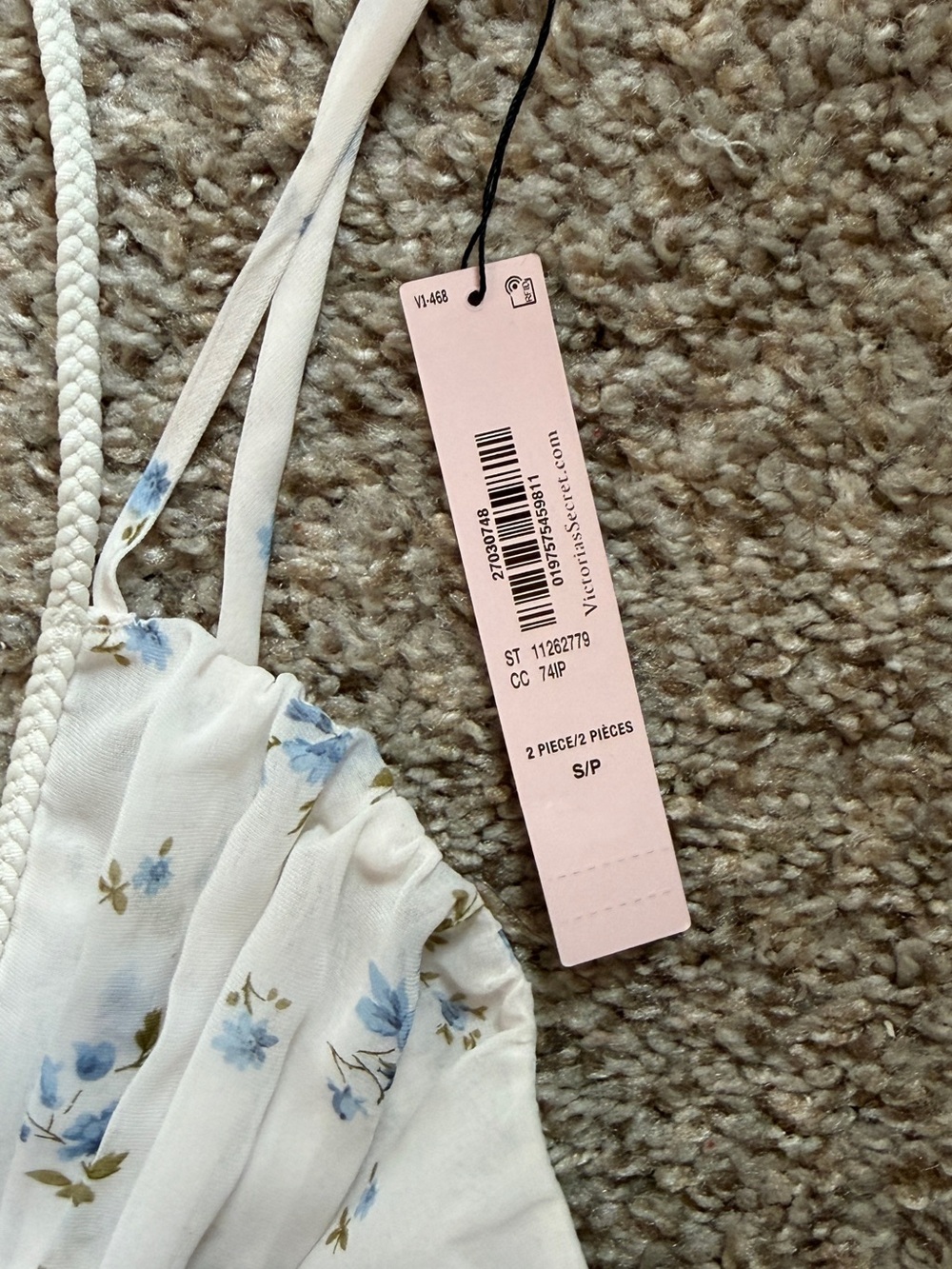NWT VS Sheer Floral Intimate Cami & Shorts Set in Cream and Light Blue - Picture 4 of 4